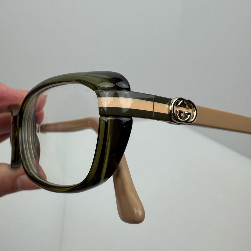 GUCCI EYEGLASSES GG 3200 310 140 TRANSPARENT GREEN & NUDE BEIGE Semi Cat Eye - Picture 15 of 16